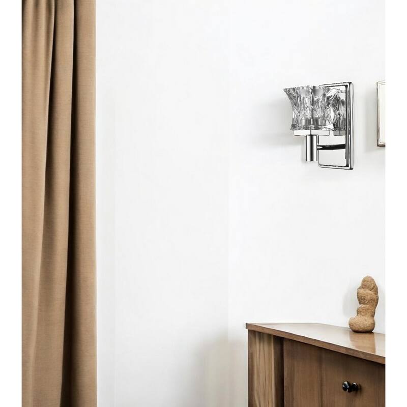 Hardwired Polished Nickel Wall Sconce Light with G9 LED Bulb and Crystal Shade Dimmable Indoor Fixture - 8" H x 4.5" W