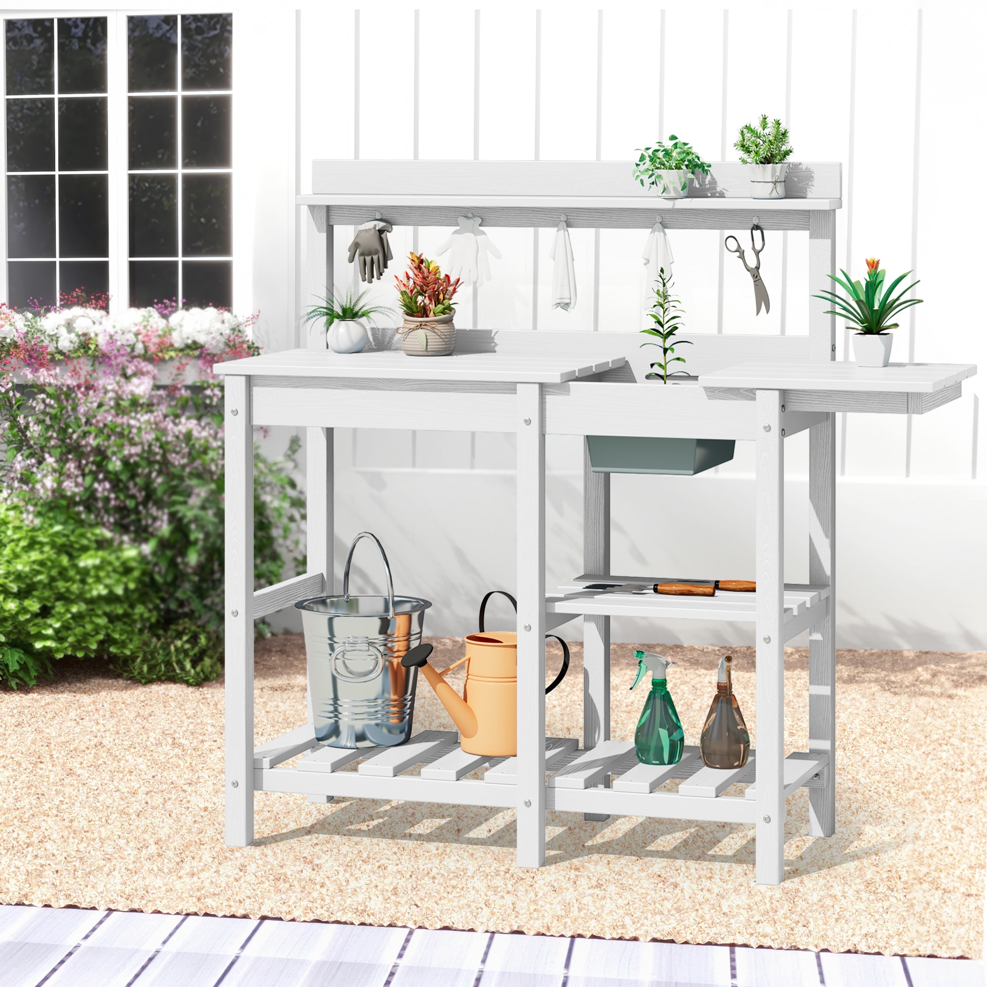 HDPE Patio Outdoor Potting Table, Versatile Gardening Planting Workbench