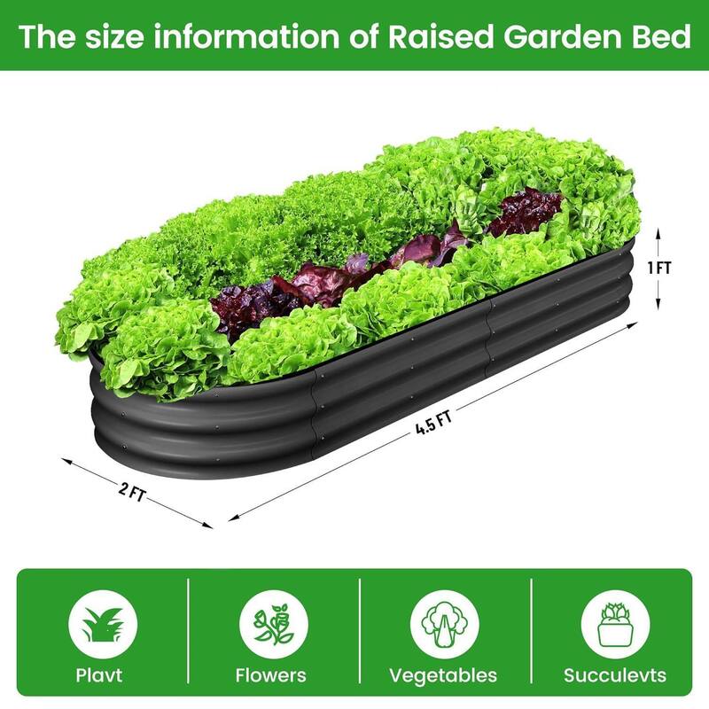 2 Pcs 4.5x2x1ft Galvanized Raised Garden Bed, Planter Box for Vegetables, Flowers, Fruits
