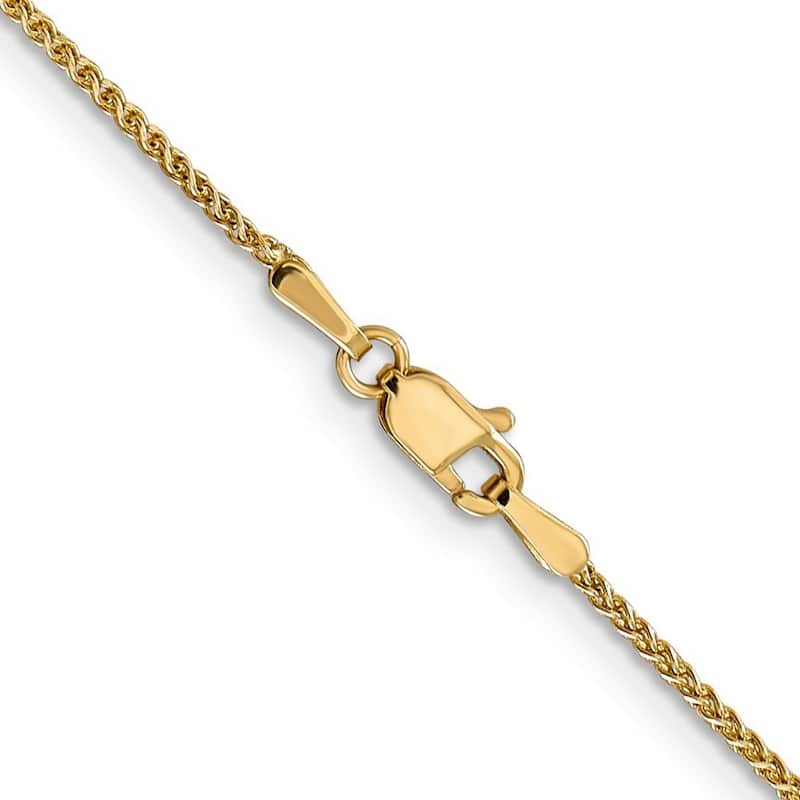 Curata Women's 14k Yellow Gold 1.2mm Round Spiga Chain Anklet - 9 Inch - Lobster Claw