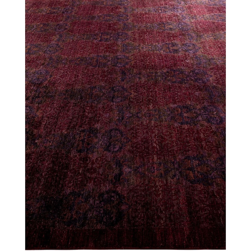 Overton Hand Knotted Wool Vintage Inspired Modern Contemporary Overdyed Red Area Rug - 9' 0" x 11' 10"