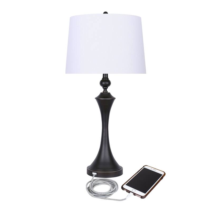Flint 30.75" Metal Table Lamp with USB (Set of 2)