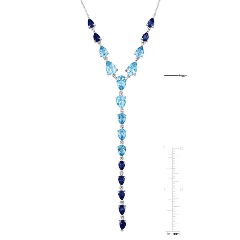 Miadora 14 1/2ct TGW Sky London Swiss Blue Topaz Lariat Necklace Sterling Silver