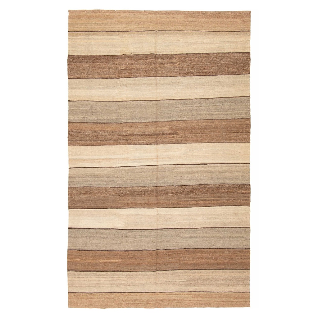 ECARPETGALLERY Flat-Weave Boho Brown Wool Kilim - 5'9 x 9'4