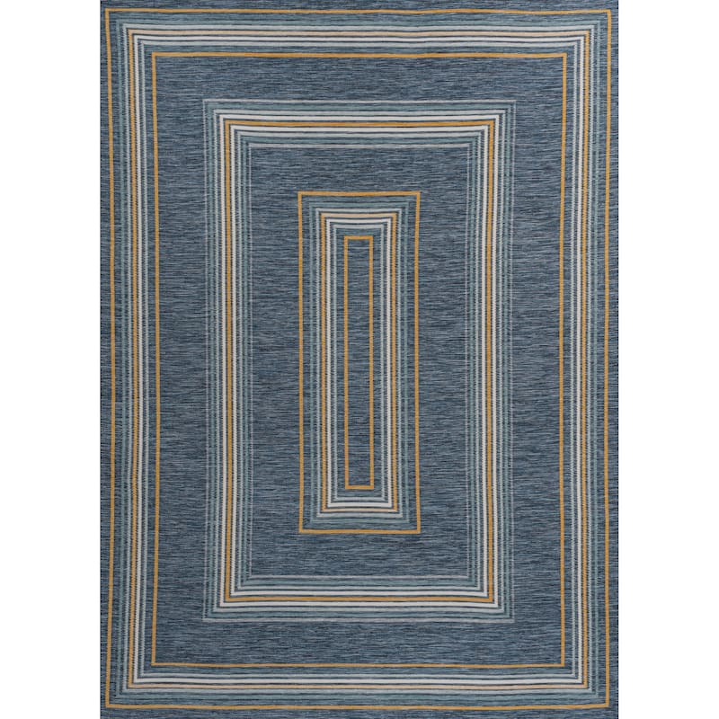 JONATHAN Y Reversible Eryx Classic Nautical Mitre Stripe Machine-Washable Indoor/Outdoor Rug - 8 X 10 - Navy/Cream