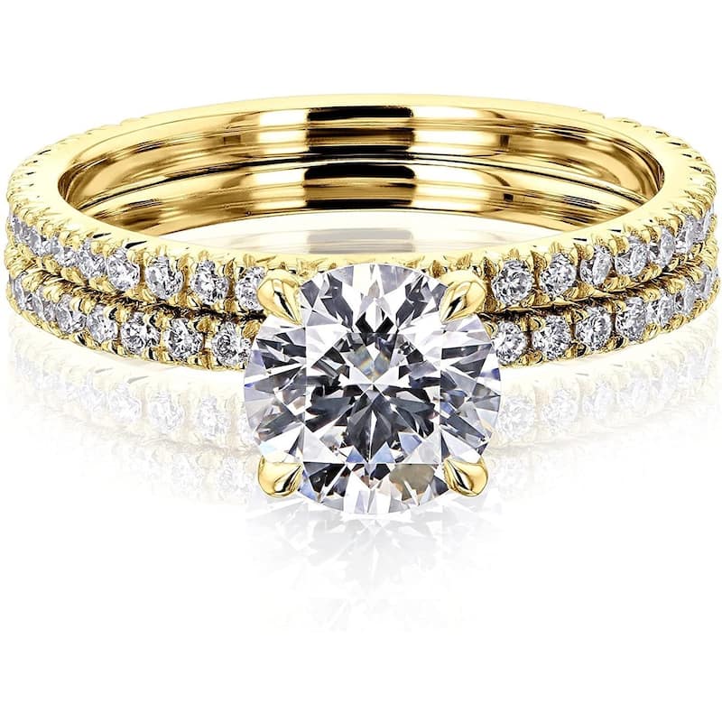 Annello by Kobelli 14k Gold Lab Grown Diamond Wrap Basket Bridal Set (GH/SI, DEF/VS) - Yellow - 6