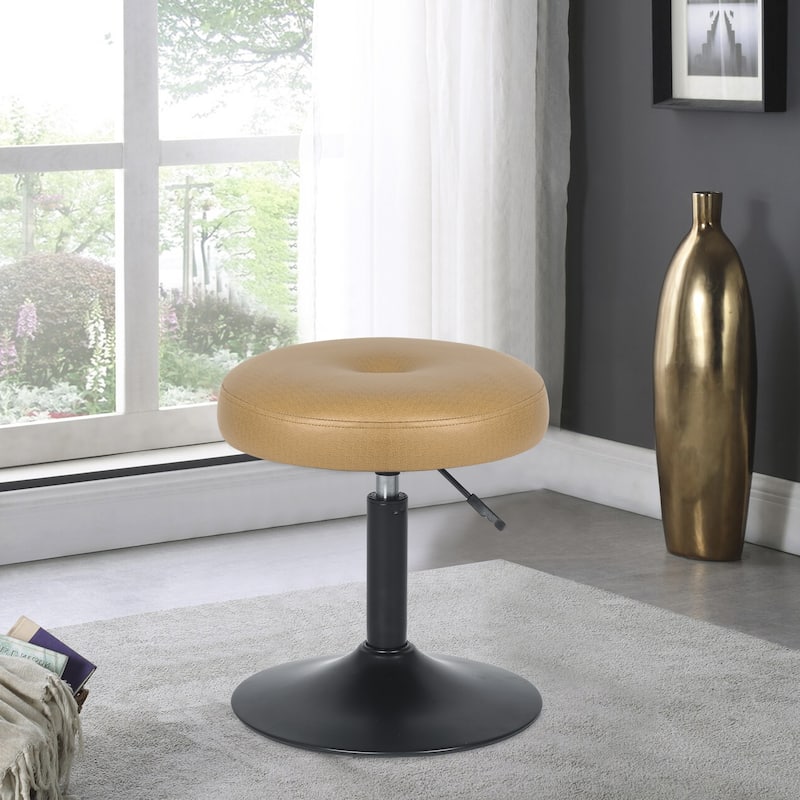 Adeco Makeup Vanity Stool Chair Round Ottoman Swivel Adjustable