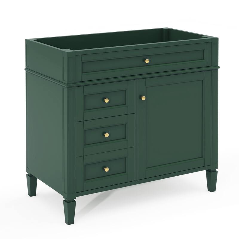 Roomfitters 36" Vanity Base Only, Solid Wood Cabinet with 2 Drawers and Tip-out Tray, Freestanding Bathroom Storage