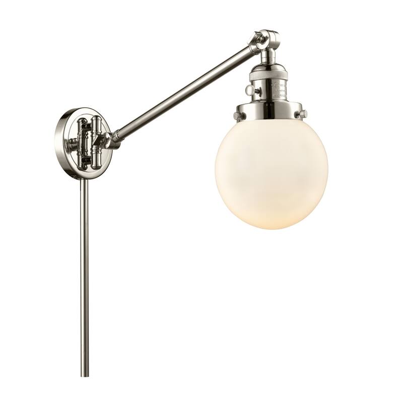 Innovations Lighting Beacon Single Light 6" Wide Wall Sconce / Pendant - Polished Nickel / Matte White