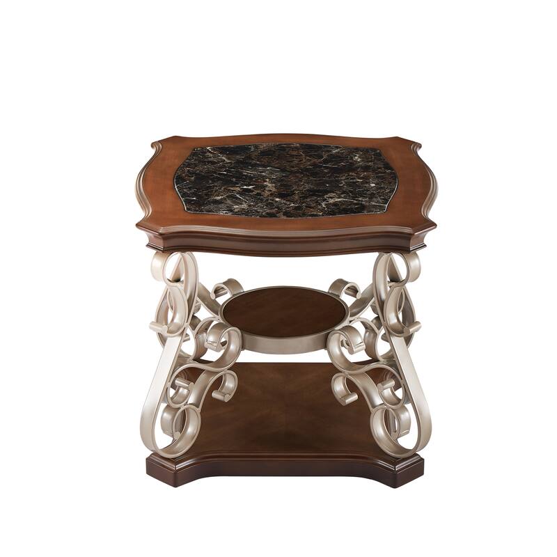 End table,marble paper top - Champagne-26.2"Lx26.2"Wx24"H