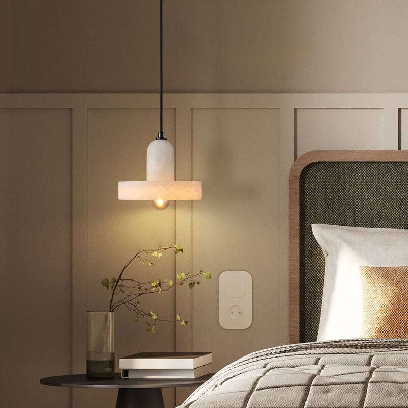 Alabaster Pendant Light for 7.9" Spanish Marble Shade Hanging Light Fixture