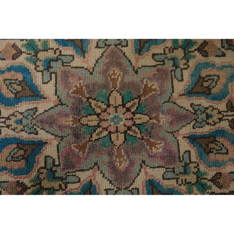 Brown Floral Tabriz Persian Rug Traditional Hand-Knotted Wool Carpet - 8'2"x 11'7"