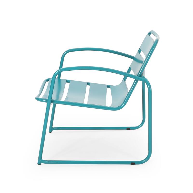 Roomfitters Conrad Outdoor Iron Patio Chairs with Open Slat Design, Modern Metal Armchair, Set of 2