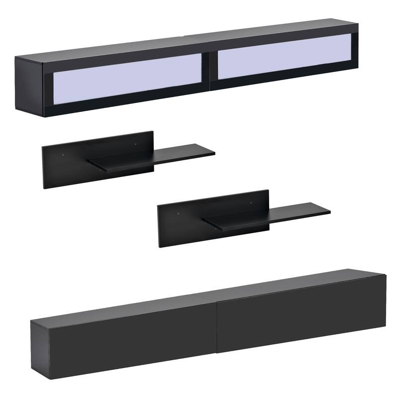 Floating TV Stand with 4 Storage & 2 Shelves, Modern High