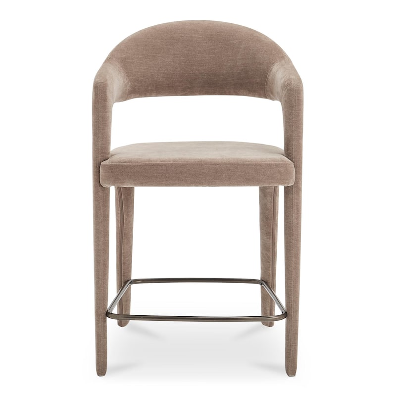 NADAAL STUDIOS Bryn, Upholstered Counter Stool with Open Barrel Back - 23.6"W x23.3"D x39"H - Camel