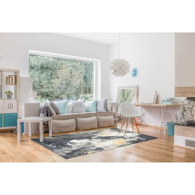 Kriselia Collection Blue/Gray Abstract Area Rug