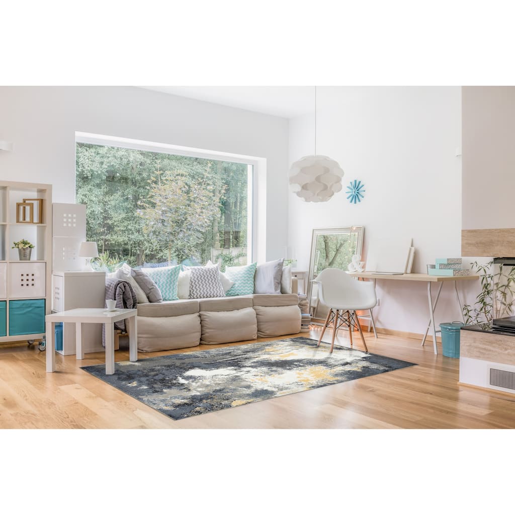 Kriselia Collection Blue/Gray Abstract Area Rug