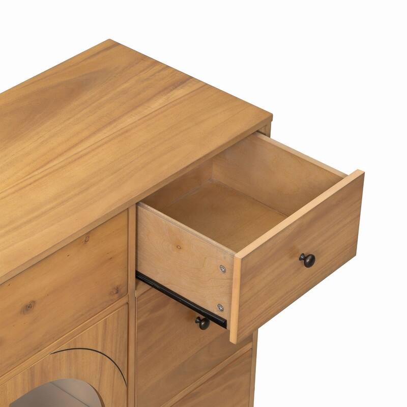 55.1" Large Storage Cabinet with 2 Doors and 7 Drawers for Living and Dining Room Organization