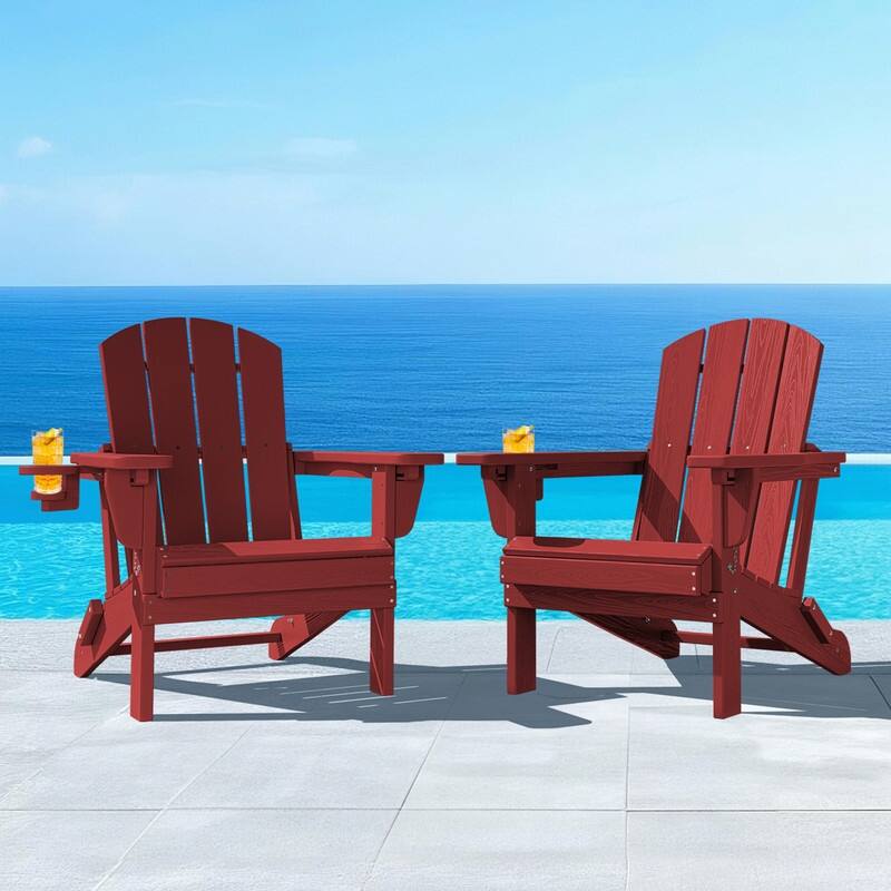 3-Position Reclining Folding Outdoor Chair – PE Wood Grain, Weather-Resistant