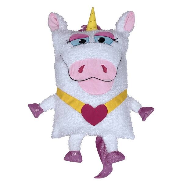 slide 2 of 5, Shamzees: Unicorn - White & Purple - Plush Pillow Cover White/Purple