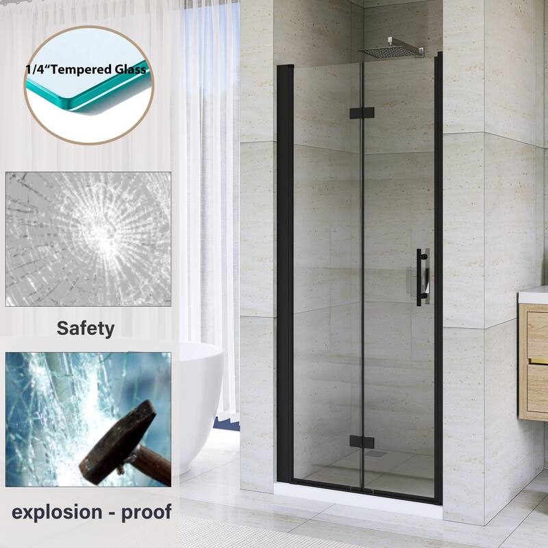 Bifold Framed Shower Door in Matte Black Finish