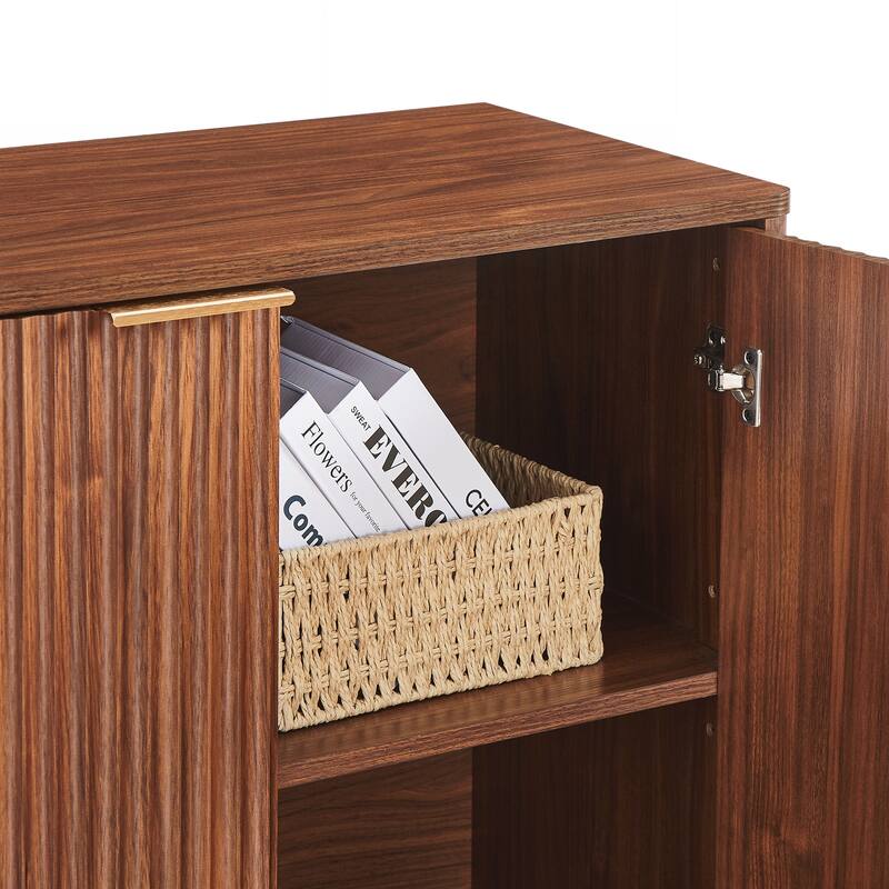 Modern Wavy Sideboard, Curved Contour Design Storage Cabinet