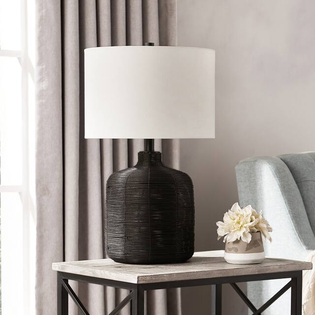 Jolina Rattan Table Lamp - Petite Black Rattan