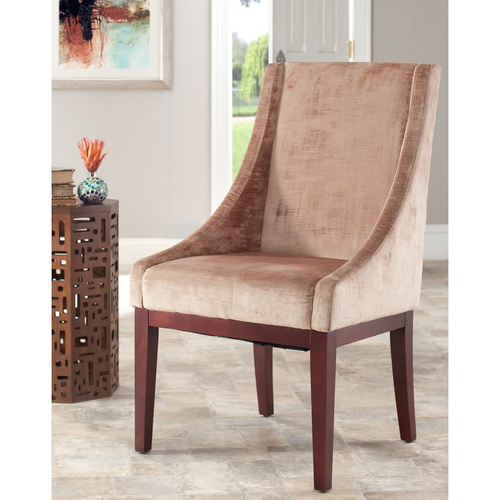 SAFAVIEH Dining Dark Champagne Sloping Arm Velvet Chair - 23" x 26.2" x 39.2"