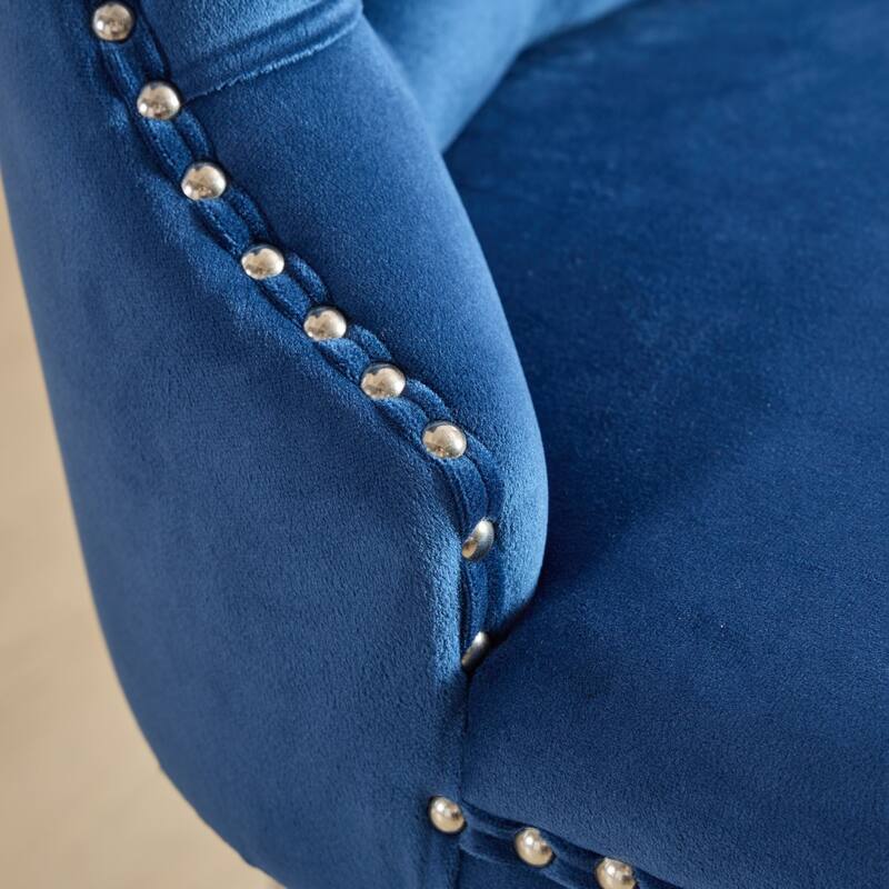 GDF Studio - Riveton Modern Velvet Upholstered Counter Height Bar Stools with Button Tufted Back & Rivet Trim (Set of 2)