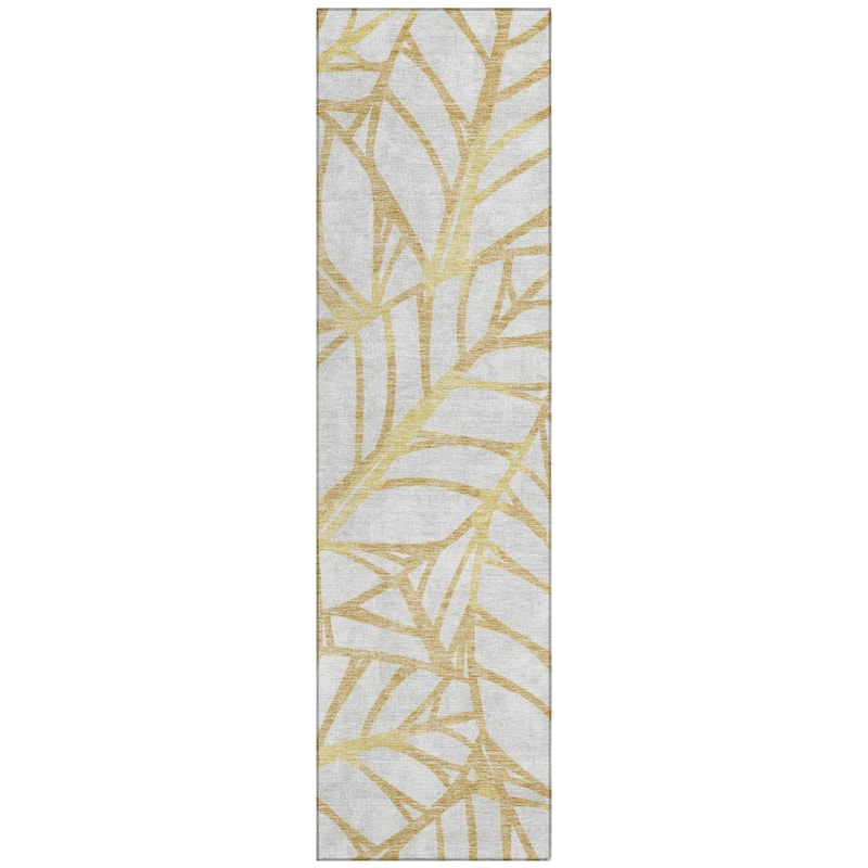 Machine Washable Indoor/ Outdoor Chantille Modern Palm Rug