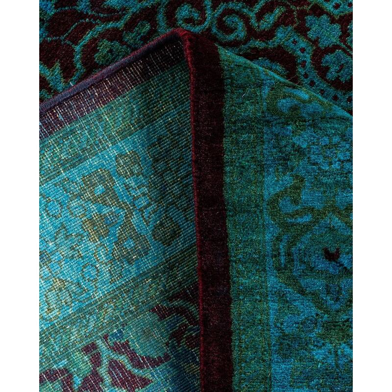 Overton Hand Knotted Wool Vintage Inspired Modern Contemporary Overdyed Black Runner Rug - 2' 7" x 8' 3"