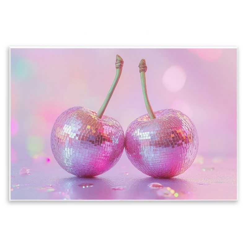 Stupell Pastel Shine Disco Cherries Wall Plaque Art Design By LSR Creative Studio - 15 x 10