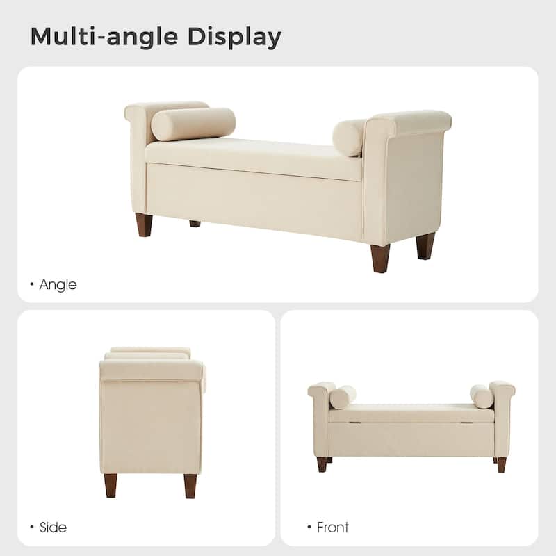Rita 54.3'' Wide Traditional Storage Bench with 2 Pillows by HULALA HOME