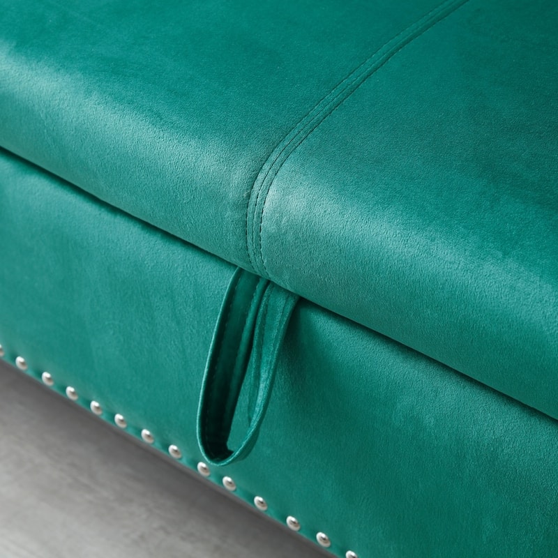 63" Velvet Multifunctional Storage Rectangular Sofa Stool