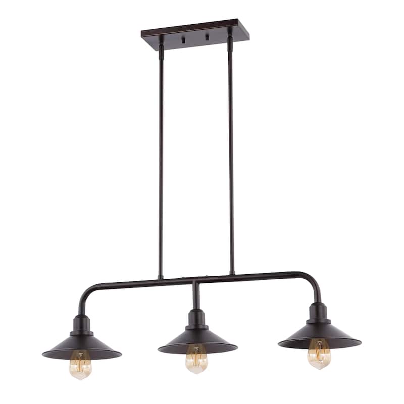 Cade 34.25" 3-Light Metal Farmhouse Industrial LED Pendant, Oil Rubbed Bronze by JONATHAN Y