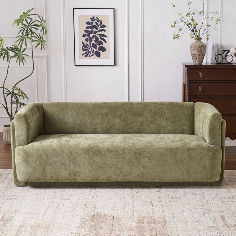 Christopher Knight Home - Modern Upholstered 77.56" 3-Seat Sofa with Geometric Block Arms