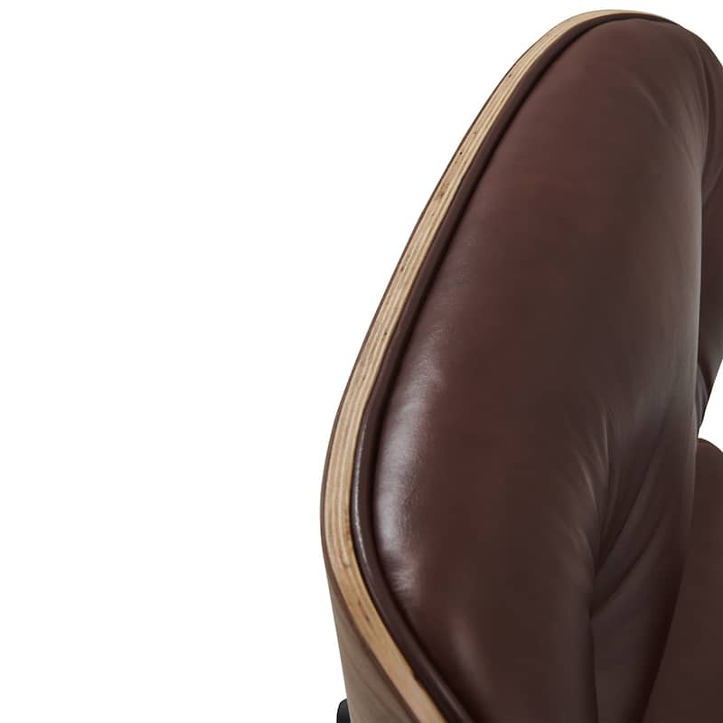 Mid-century Modern Lounger Real Leather Arm Chair and Ottoman Set