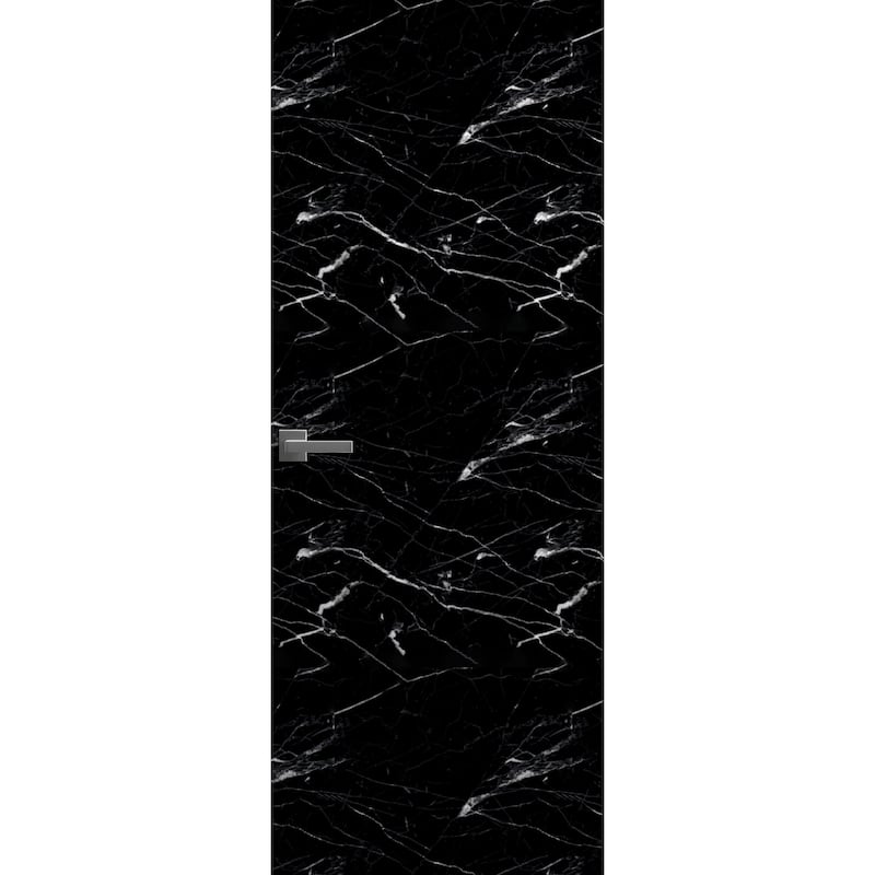 Solid Hidden Door with Handle Planum 0010 Nero Marquina - Silver - 30x96 Left-Hand/Outswing