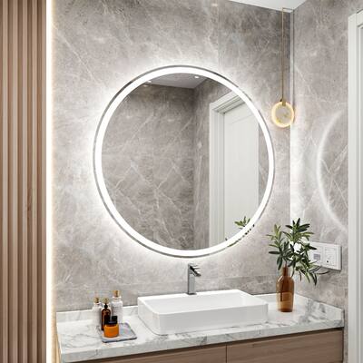 20 Inch Round LED Backlit Bathroom Mirror, 3-colour of light optional