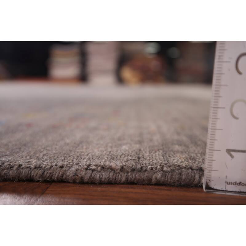 Striped Gabbeh Indian Square Area Rug Hand-Knotted Wool Carpet - 9'9"x 9'9"