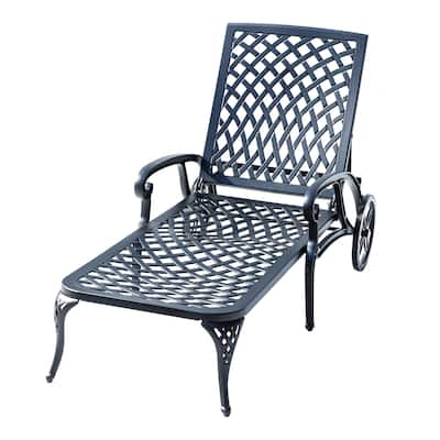 Cast Aluminum Outdoor Garden Bench with LED Lights - 53" - Black