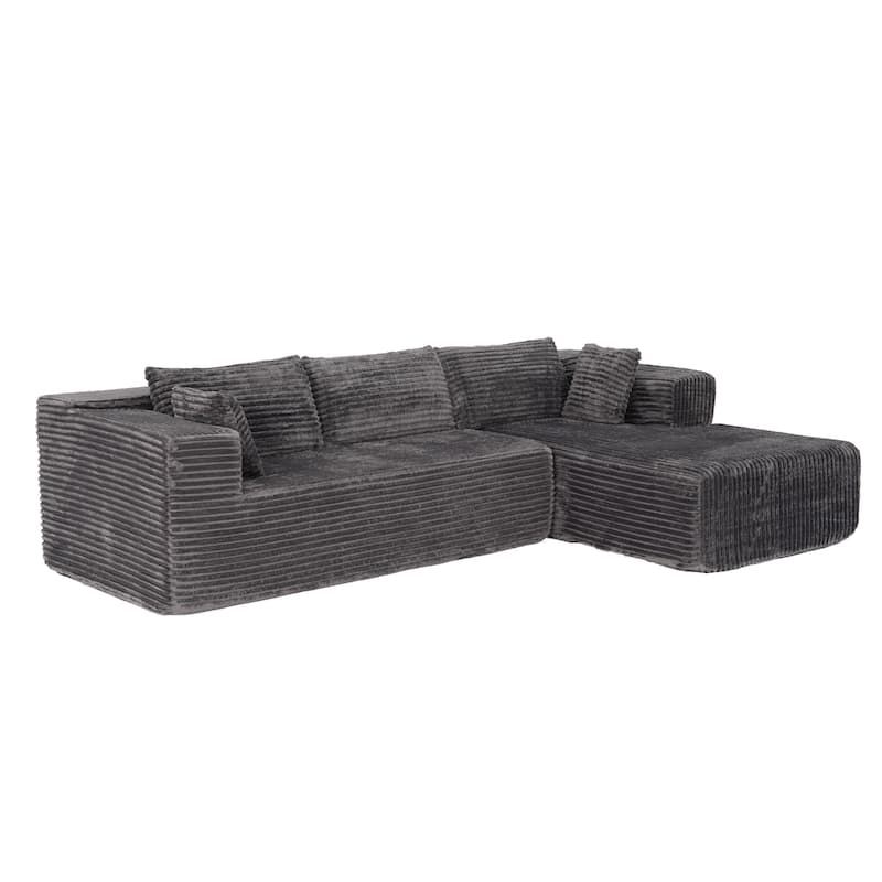 Black L-Shaped Compressed Foam Sofa – Ready-to-Use Sectional Couch with Chaise