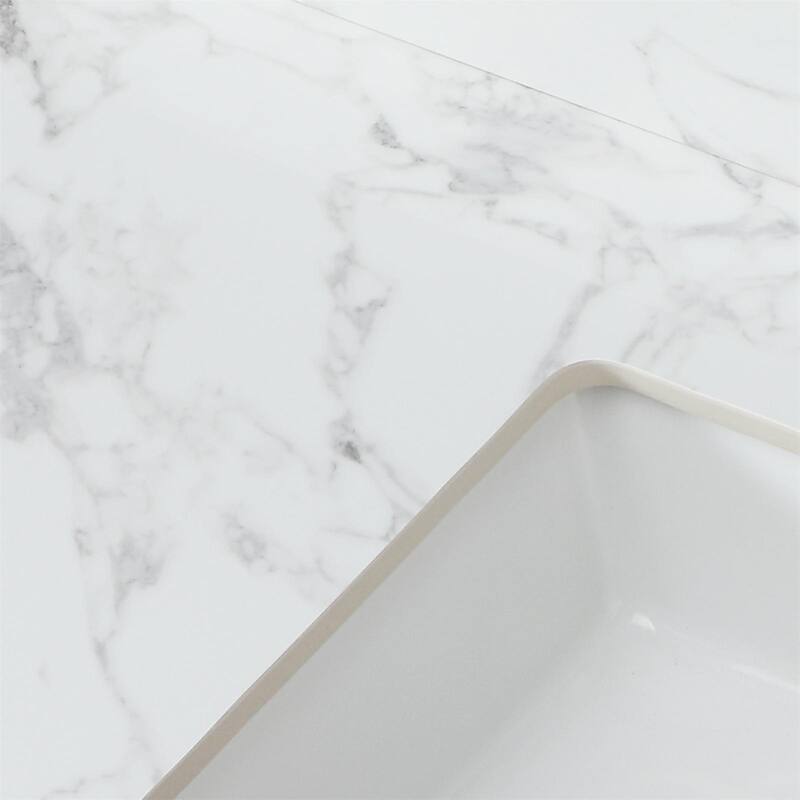 Durable Vanity Top with Pre-Drilled Faucet Holes, White Ceramic Sink, and Elegant Design - 49.02in L