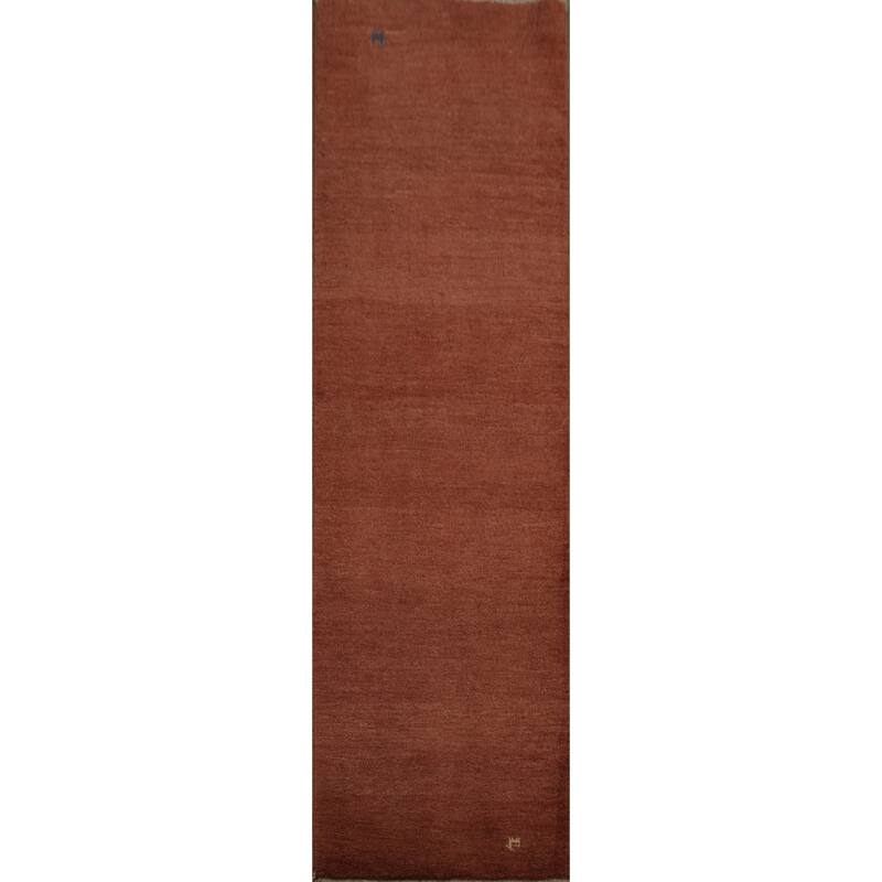 Hand Knotted Oriental 100% Wool Carpet Tribal Modern Oranges & Rust Gabbeh Runner Rug - 10' 0'' X 2' 11''