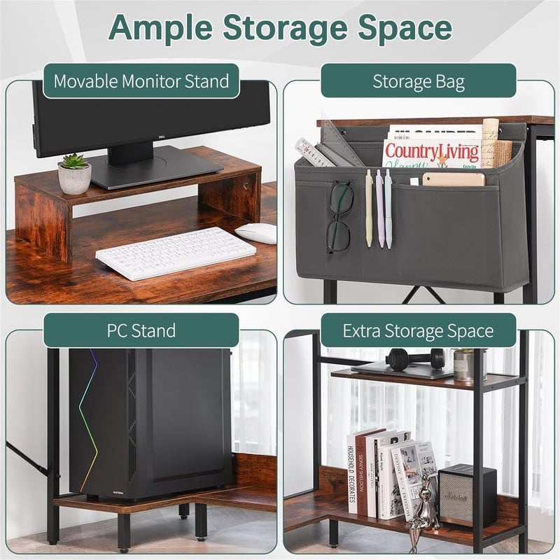 L Shaped Desk 47 Inch Computer Desk with Outlets