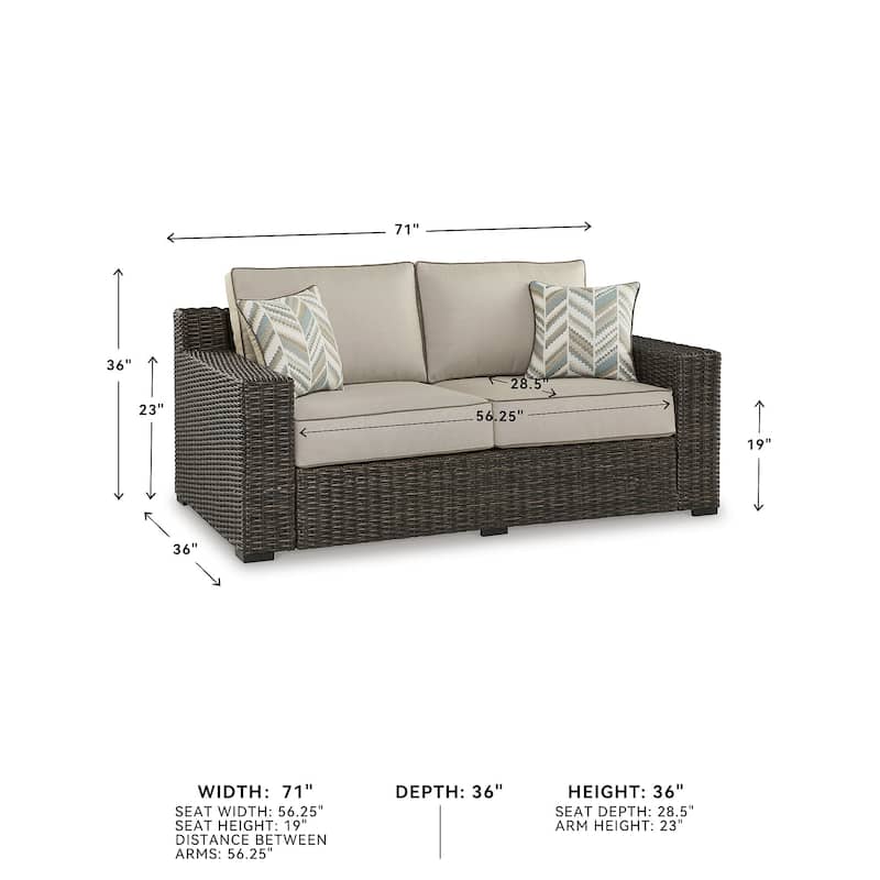 Signature Design by Ashley Coastline Bay Brown Outdoor Loveseat with Cushion - 71" W x 36" D x 36" H