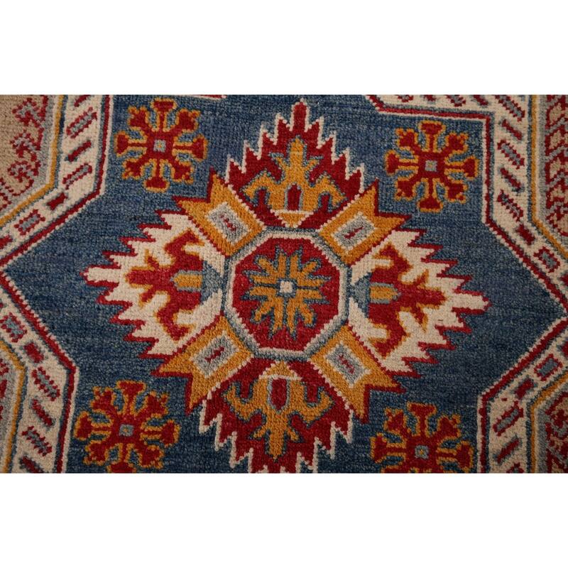 Hand Knotted Oriental 100% Wool Carpet Traditional Geometric Peach Kazak Area Rug - 10' 1'' X 8' 5''