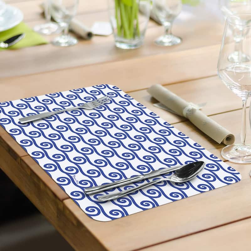 Anchors Away 4 Pack Reversible Easy Care Flexible Plastic Placemats Made in The USA BPA Free Easily Wipes Clean