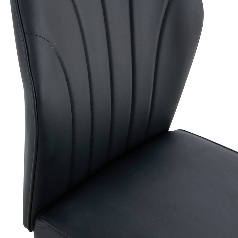 Roomfitters PU Dining Chairs with Patterned Backrest and Black Metal Legs, Upholstered Modern Set of 8 for Dining