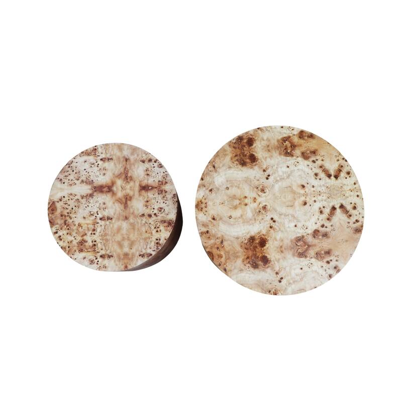 Rustic Nesting Table Coffee Table Set of 2, Accent Table Drum Side Table Round Sofa Table Center Table